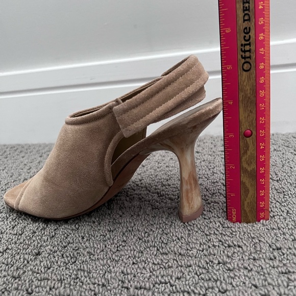 Vince Women's Brown Suede Peep-Toe Mules - Picture 7 of 8